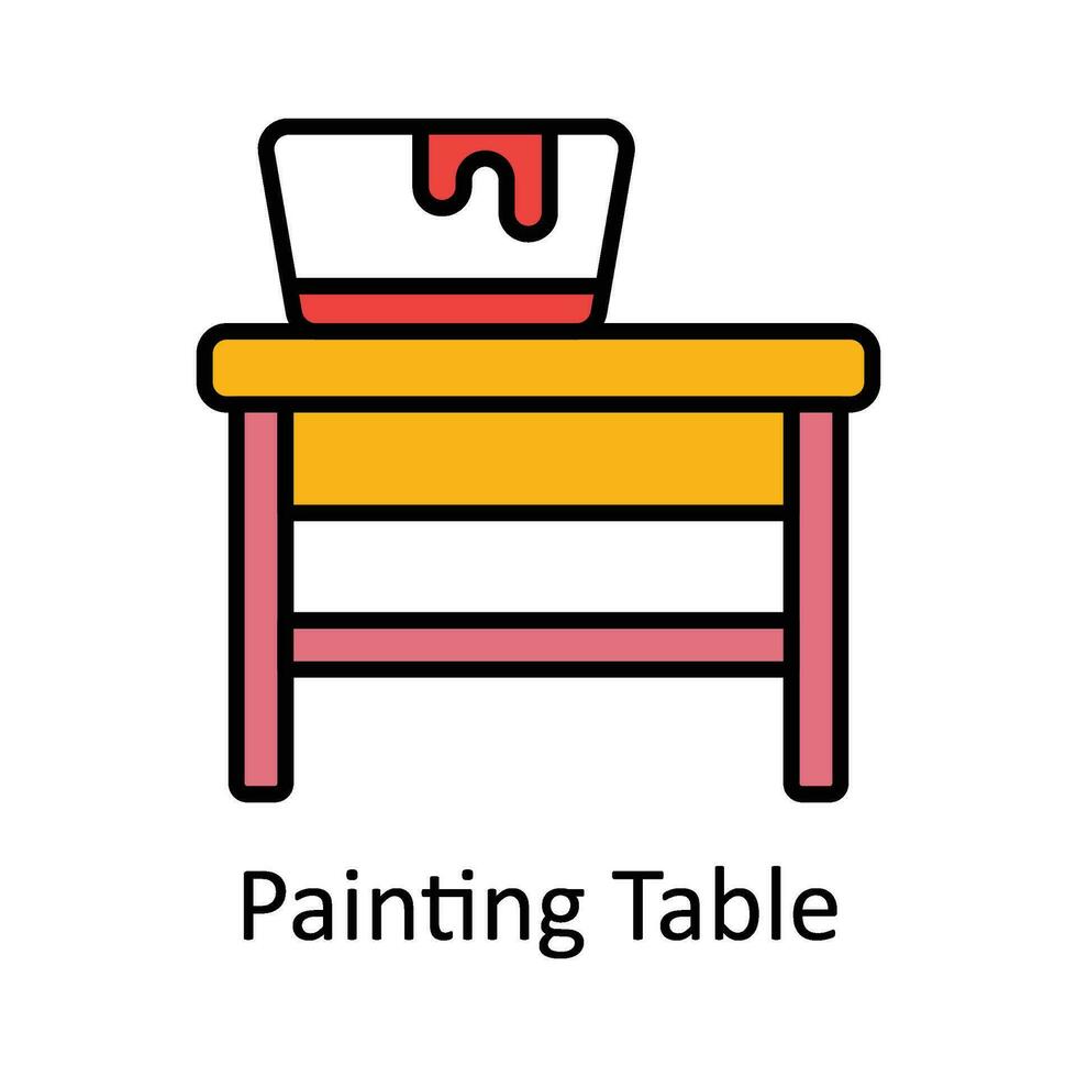 Painting Table Filled outline Icon Design illustration. Art and Crafts Symbol on White background EPS 10 File vector