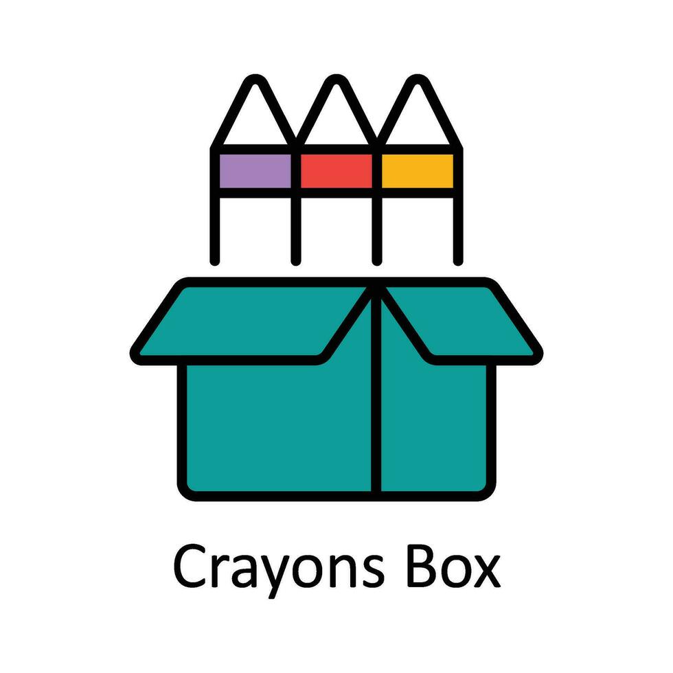 Crayons Box Filled outline Icon Design illustration. Art and Crafts Symbol on White background EPS 10 File vector