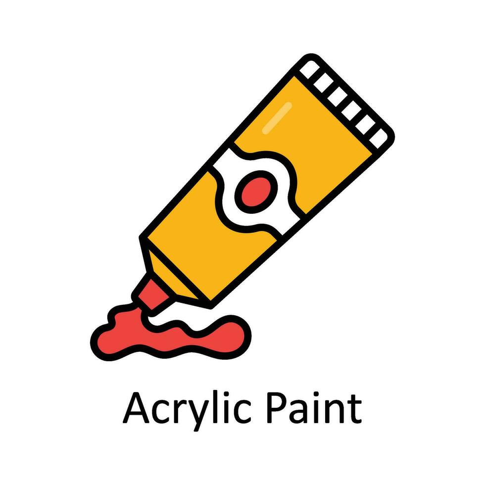 Acrylic Paint Filled outline Icon Design illustration. Art and Crafts Symbol on White background EPS 10 File vector