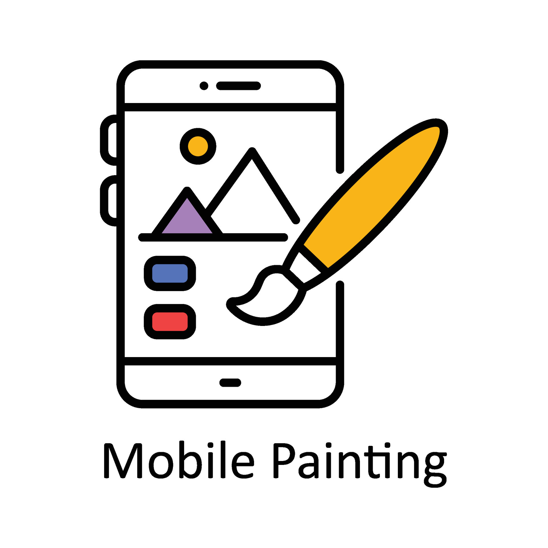Mobile Painting Filled outline Icon Design illustration. Art and Crafts