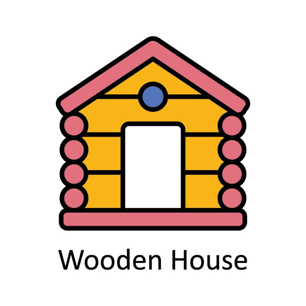 Wooden House Filled outline Icon Design illustration. Art and Crafts Symbol on White background EPS 10 File vector