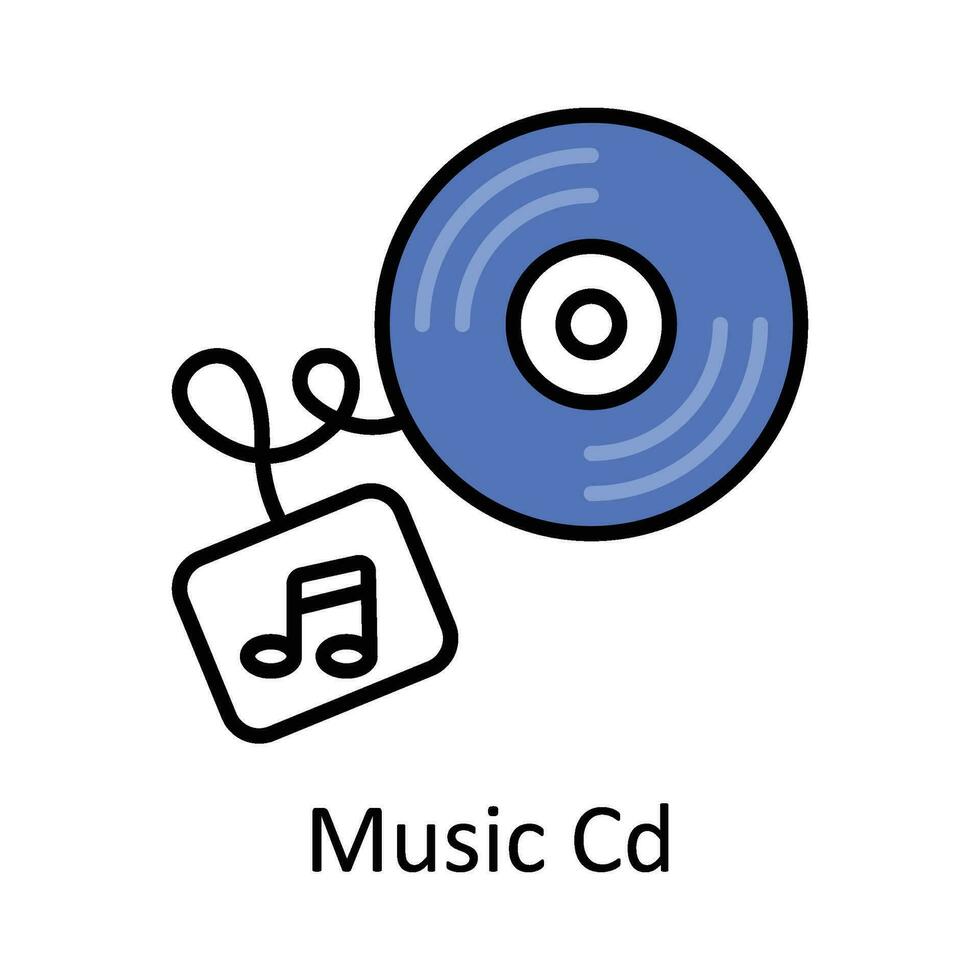 Music Cd Filled outline Icon Design illustration. Art and Crafts Symbol on White background EPS 10 File vector