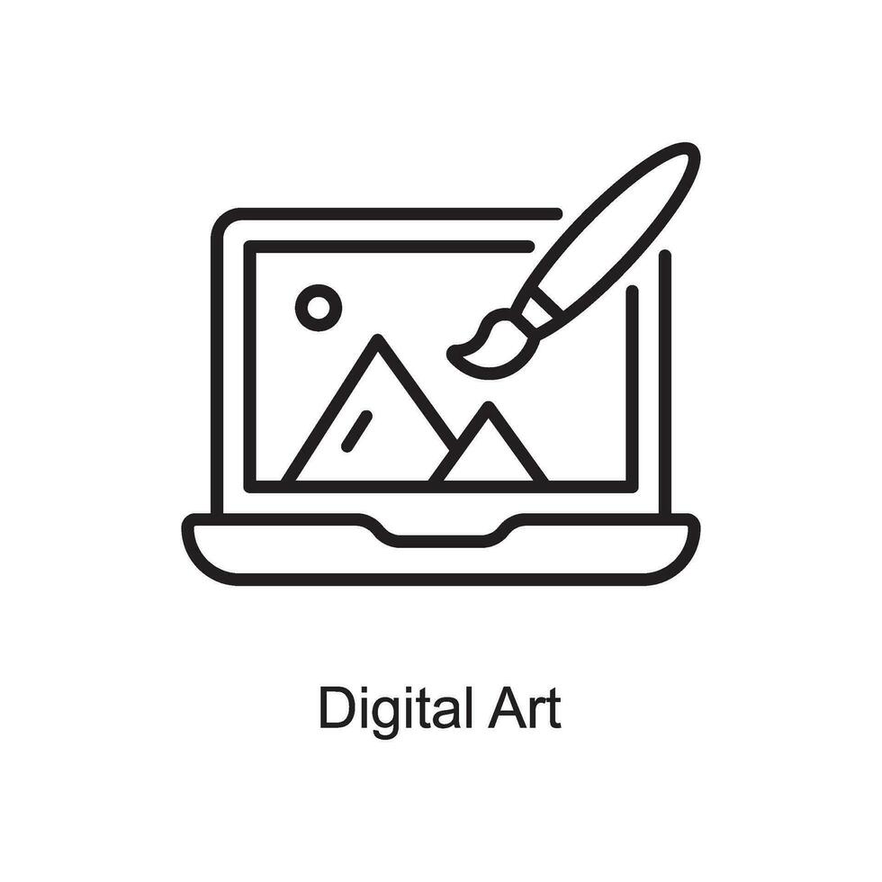 digital Arte vector contorno icono diseño ilustración. Arte y artesanía símbolo en blanco antecedentes eps 10 archivo