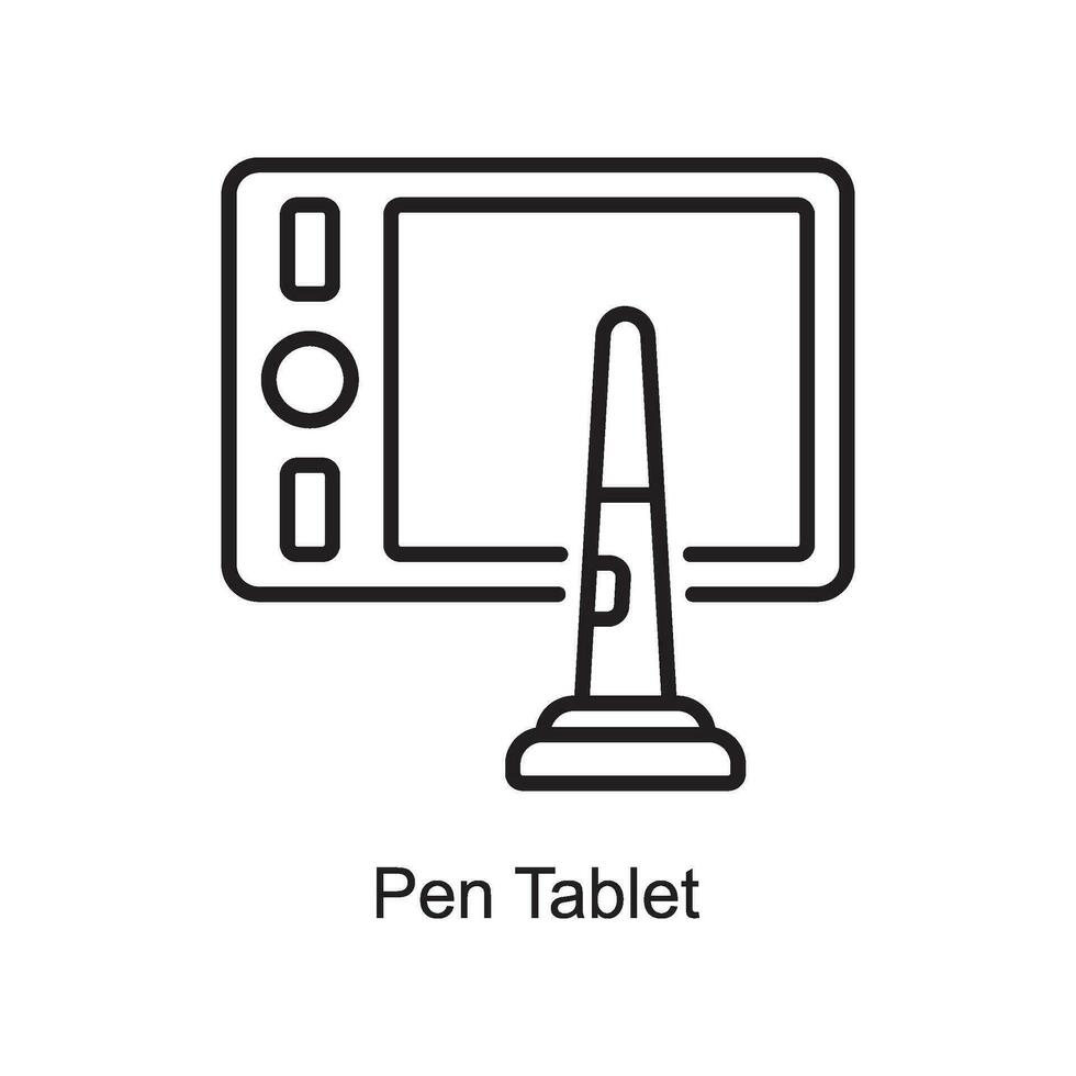 bolígrafo tableta vector contorno icono diseño ilustración. Arte y artesanía símbolo en blanco antecedentes eps 10 archivo