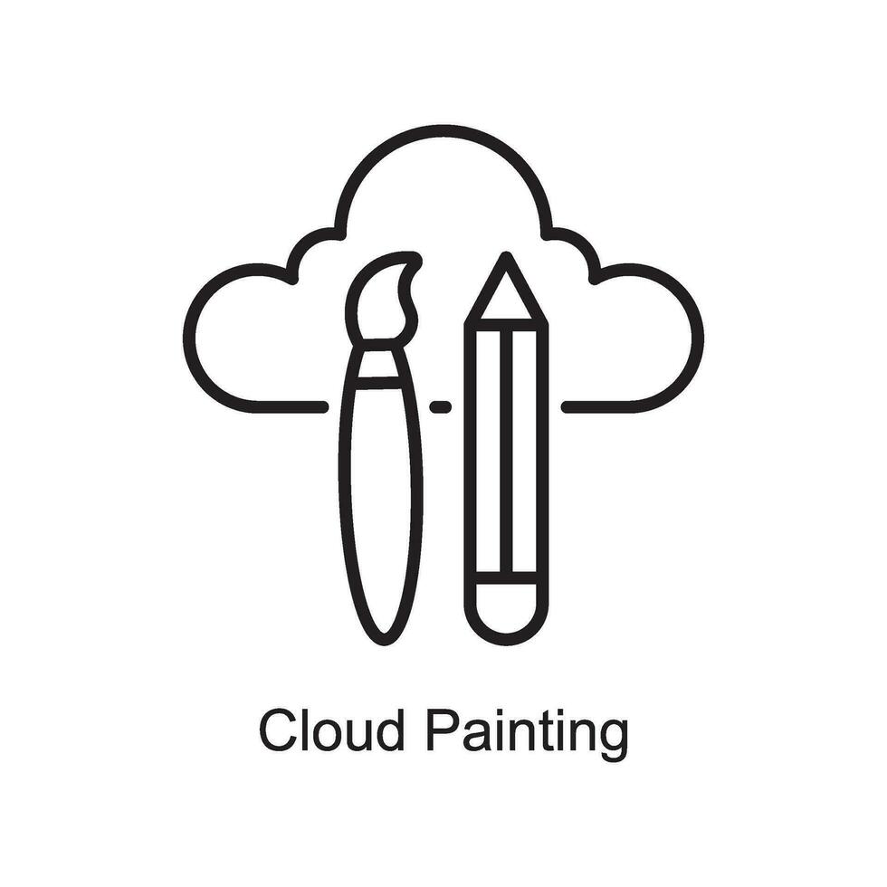 Cloud Painting vector outline Icon Design illustration. Art and Crafts Symbol on White background EPS 10 File