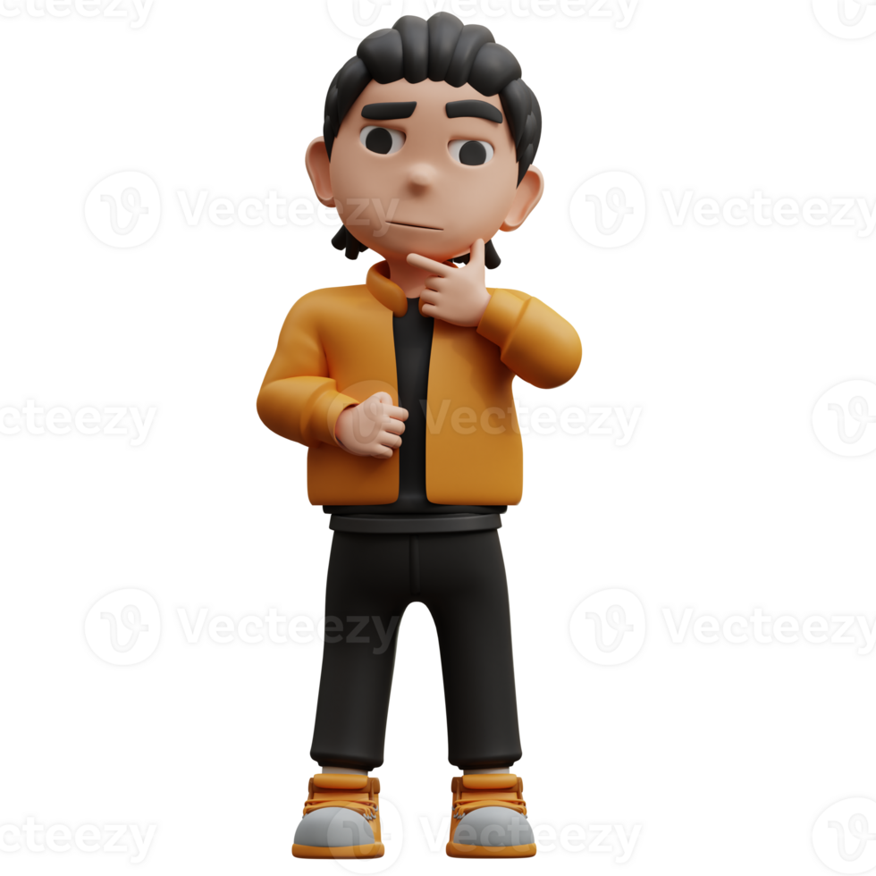 3D illustration boy thinking something png