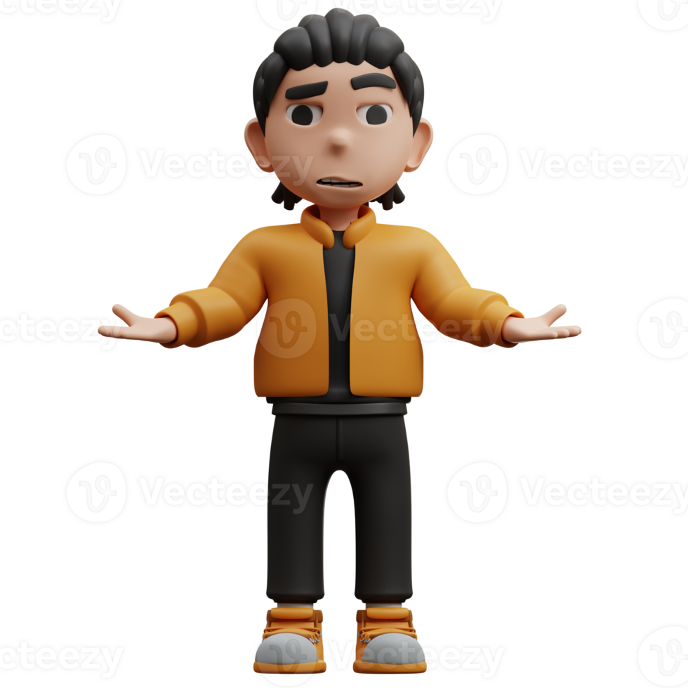 3d illustration boy pose gesture I don't know png
