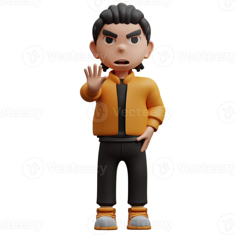 3D Illustration Boy waving hand png