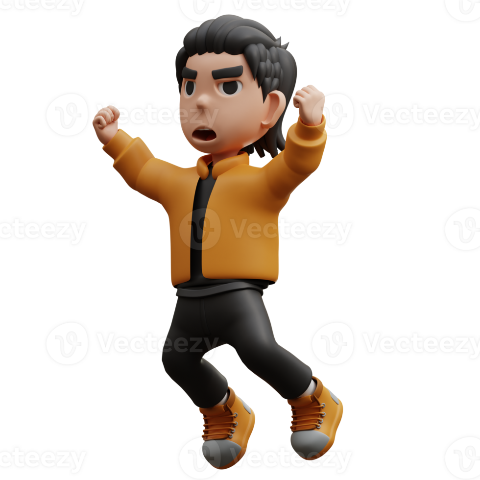 3d illustration happy boy jumping png