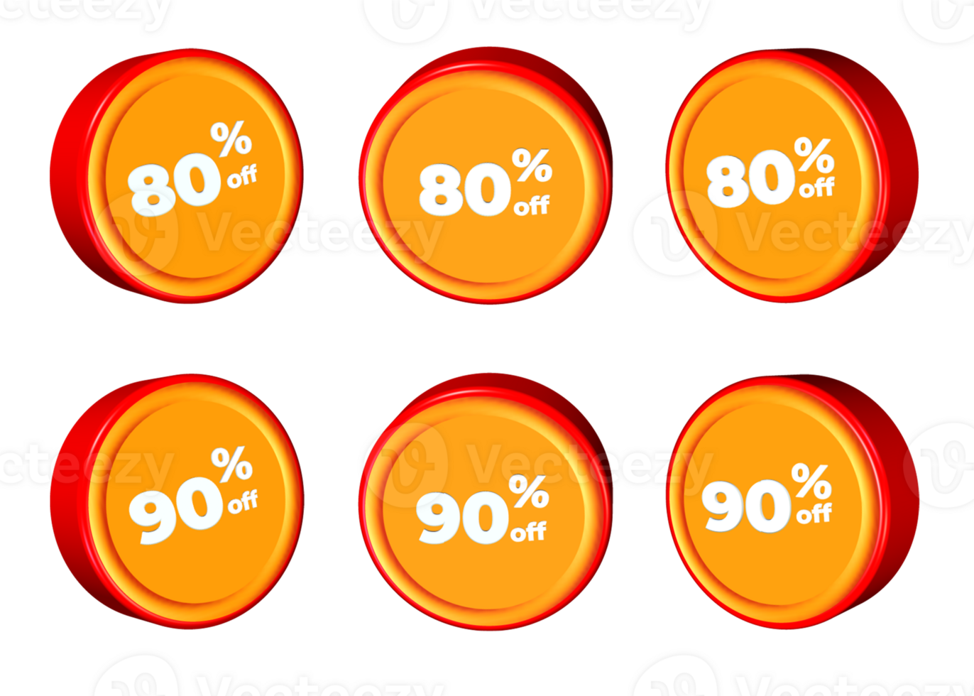 3D bundle of sale discount percentage  red orange color png