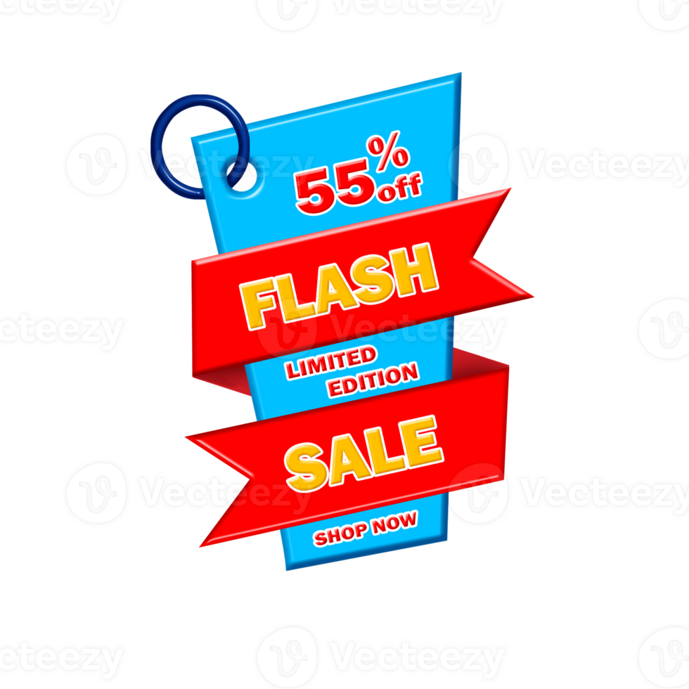 3D tag flash sale discount percentage  red,yellow,blue color png
