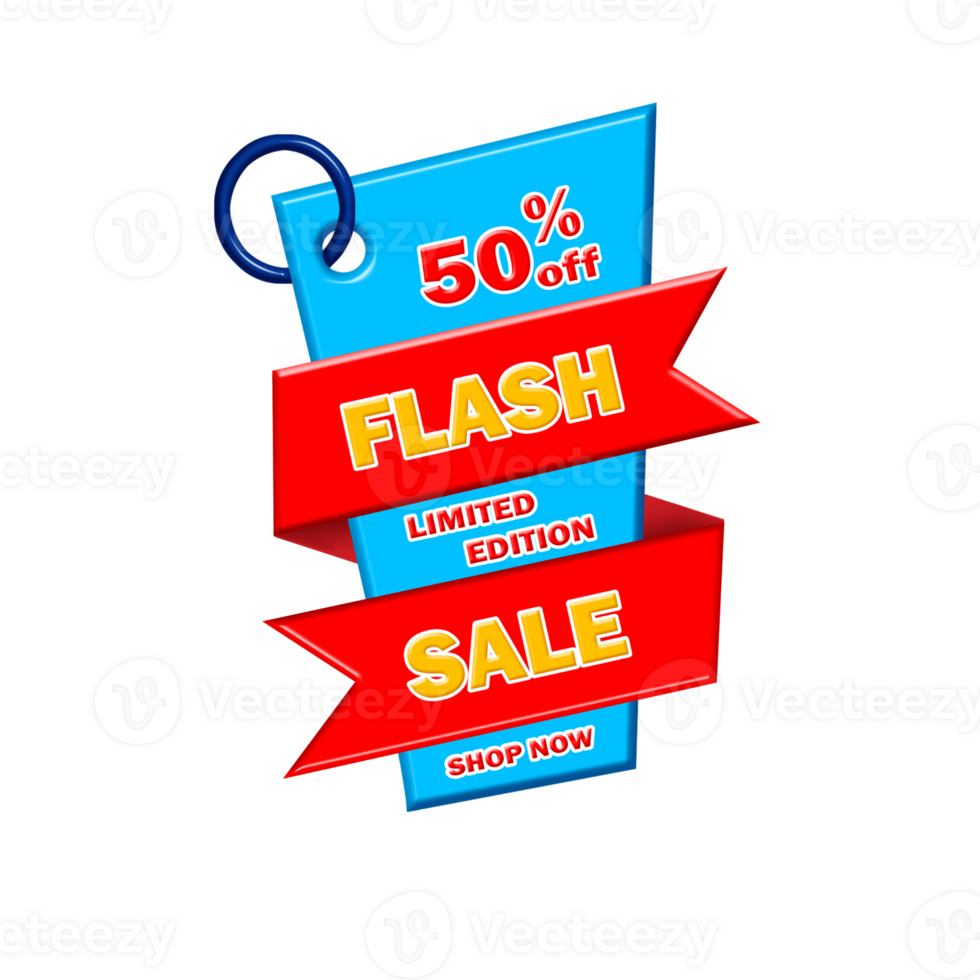 3d label flash uitverkoop korting percentage rood, geel, blauw kleur png