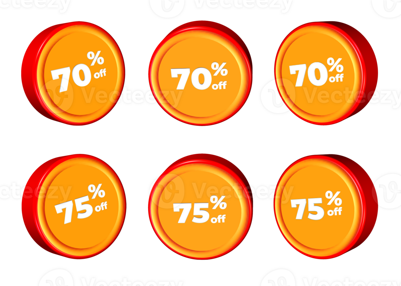 3D bundle of sale discount percentage  red orange color png