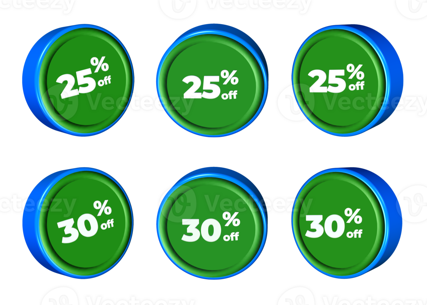 3d bundel van uitverkoop korting percentage blauw groen kleur png