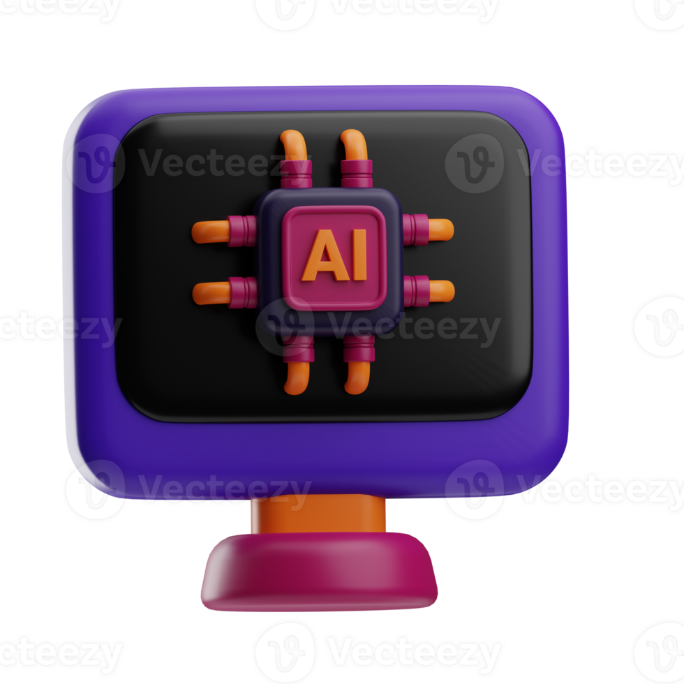 Artificial intelligence computer illustration 3d png
