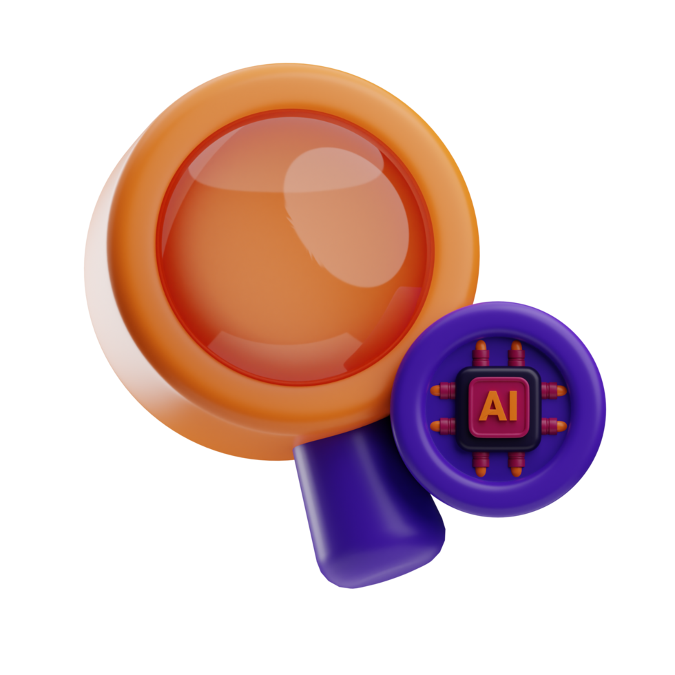 Artificial intelligence searching illustration 3d png