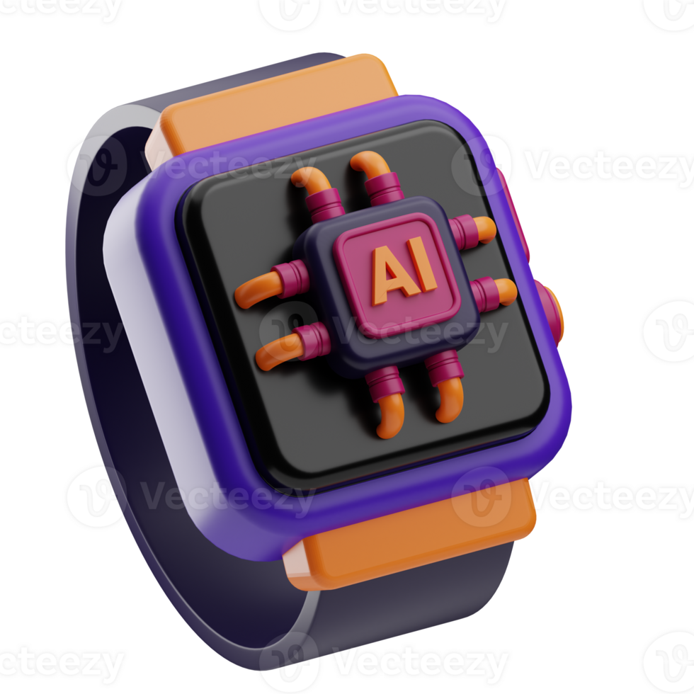Artificial intelligence smart watch illustration 3d png