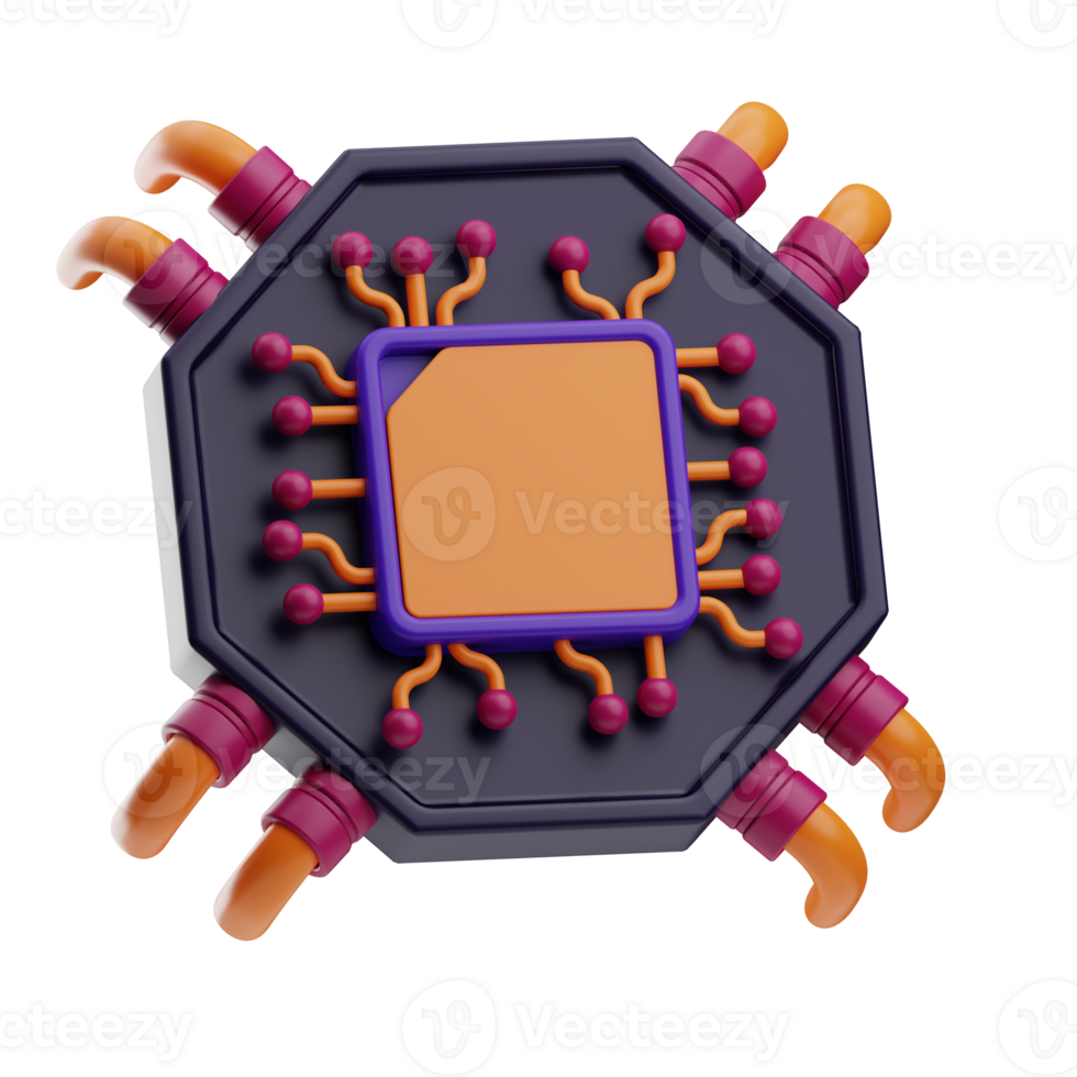 Artificial intelligence chip illustration 3d png