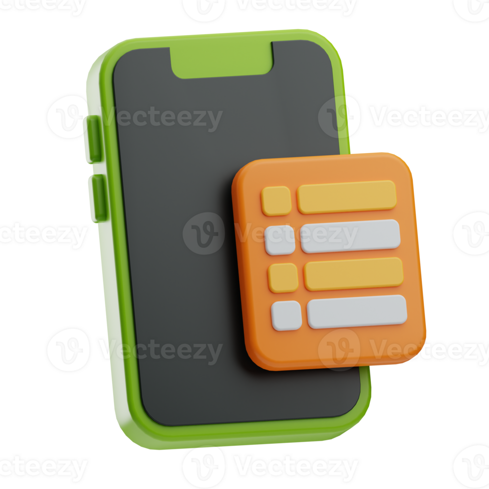 note and finance smart phone illustration 3d png