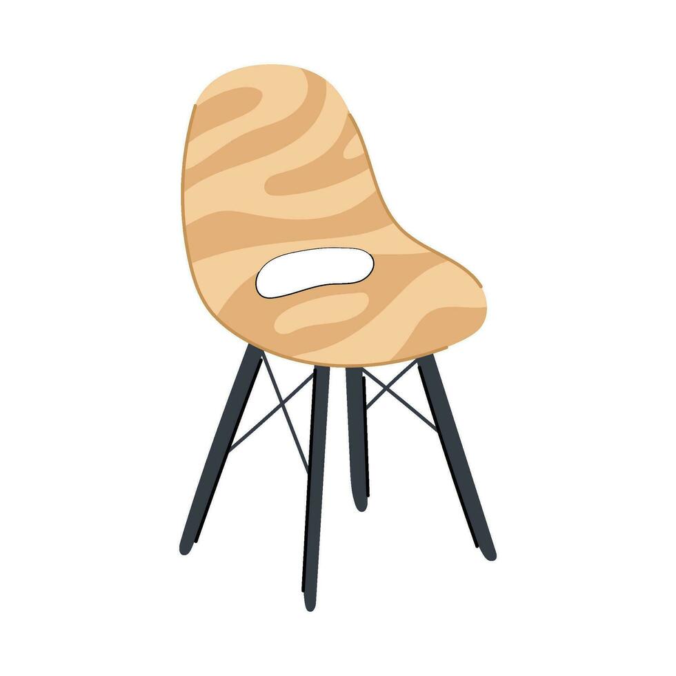 Ilustración de vector de dibujos animados de silla de madera de objeto