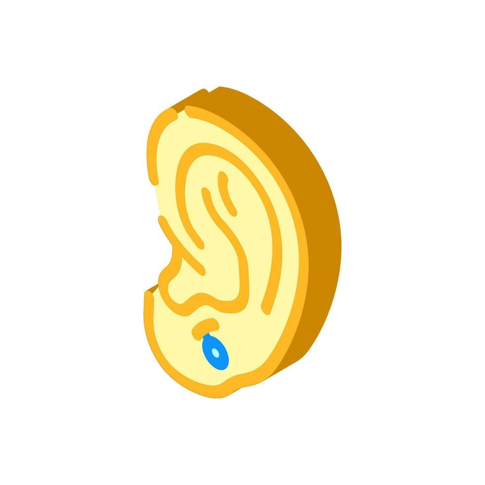 anti tragus piercing earring isometric icon vector illustration