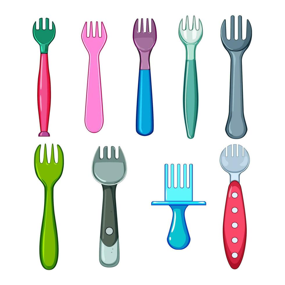 toddler fork set cartoon vector illustration