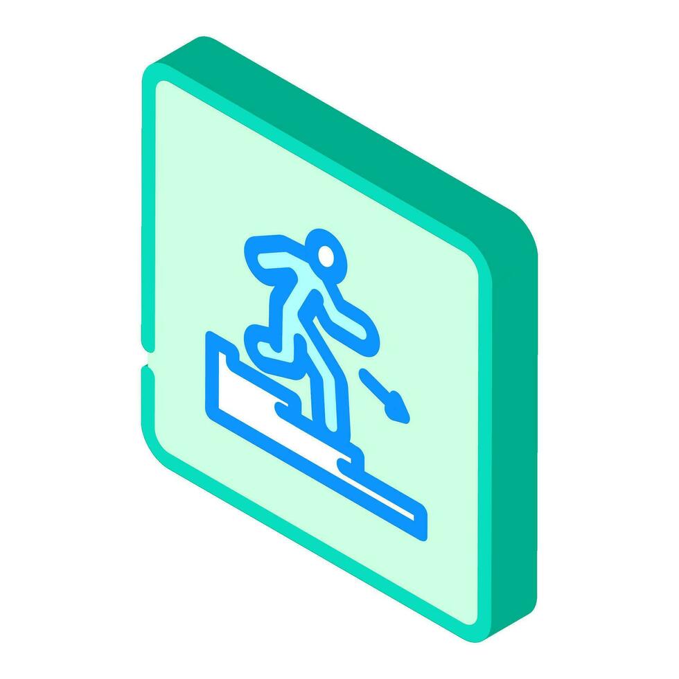 staircase down evacuation emergency isometric icon vector illustration