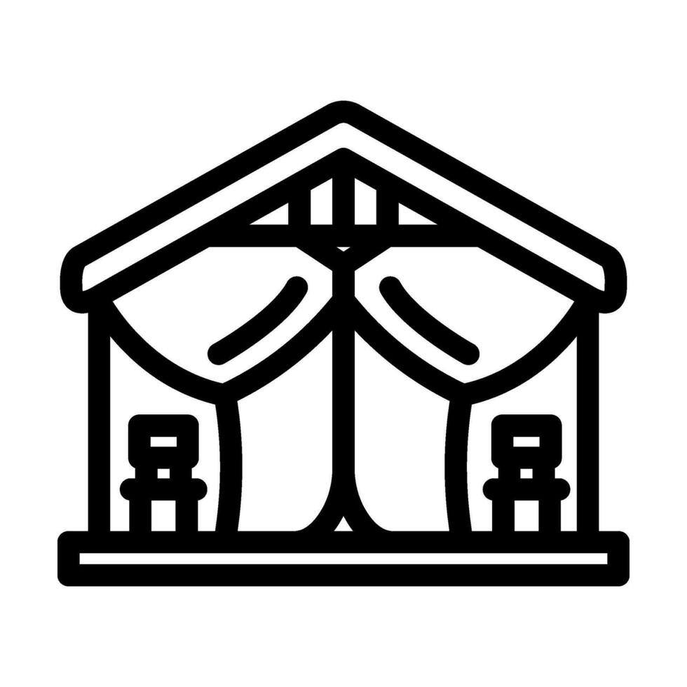 glamping tent forest line icon vector illustration