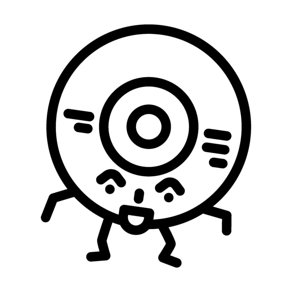 cd disc retro music character line icon vector illustration