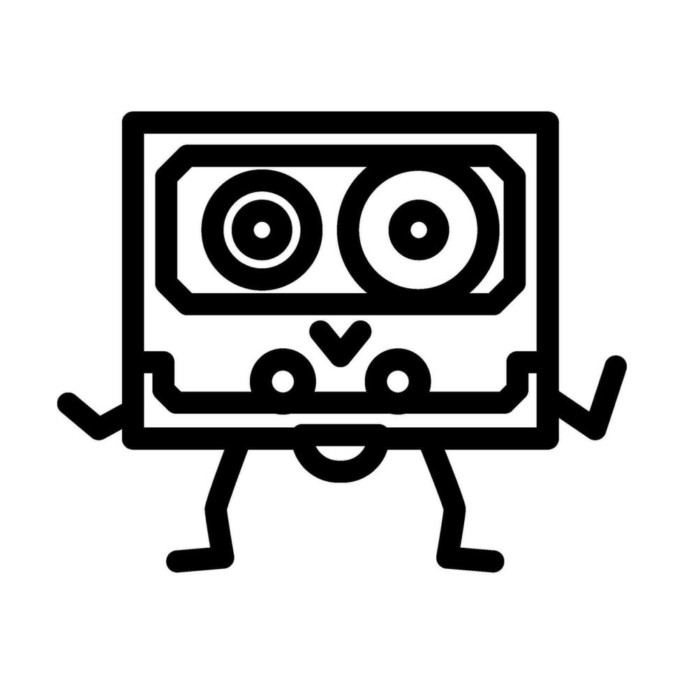 cassette tape music retro character line icon vector illustration