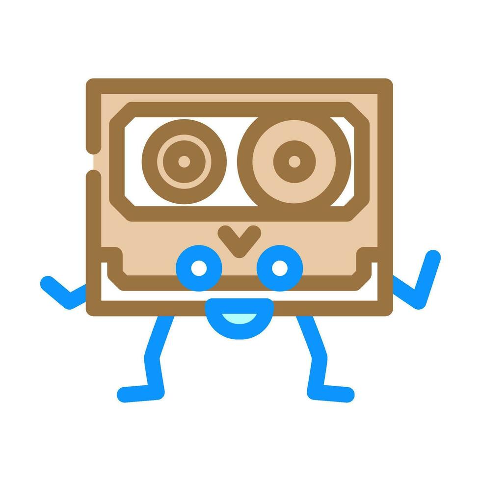 cassette tape music retro character color icon vector illustration