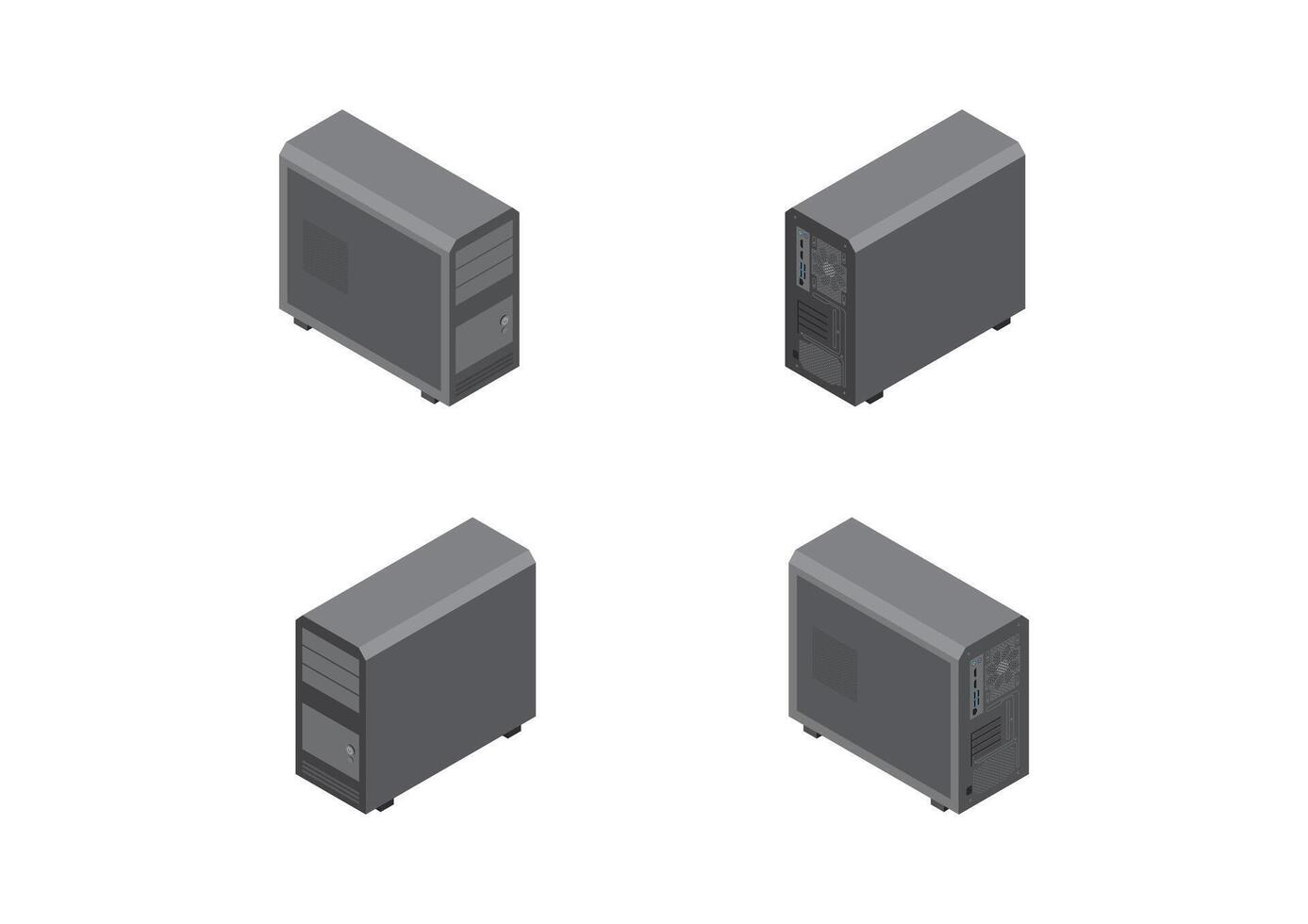 Isometric set of Computer case. illustrator vector. vector