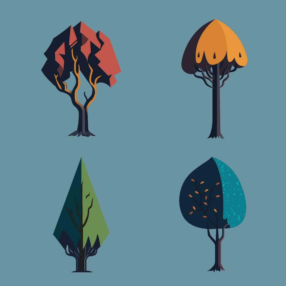 Set abstract tree vector image.