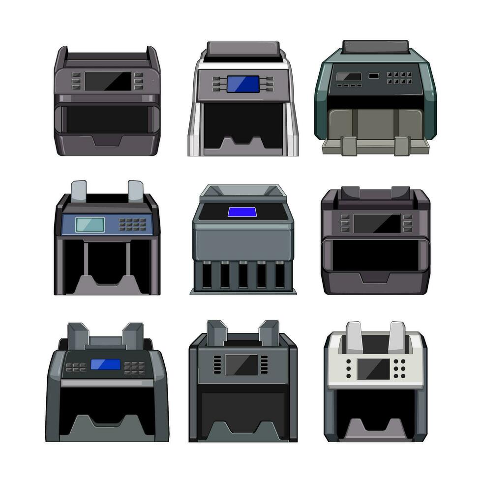 counter machine set cartoon vector illustration