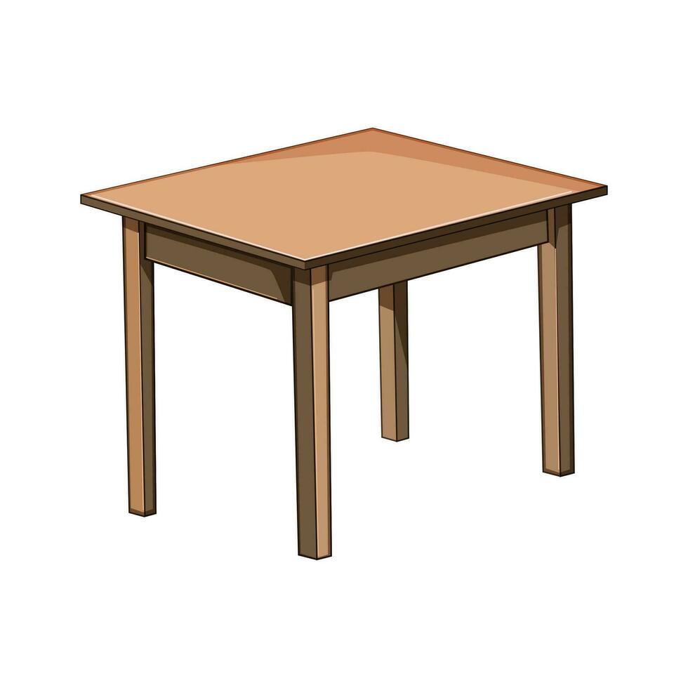 desk wooden table cartoon vector illustration