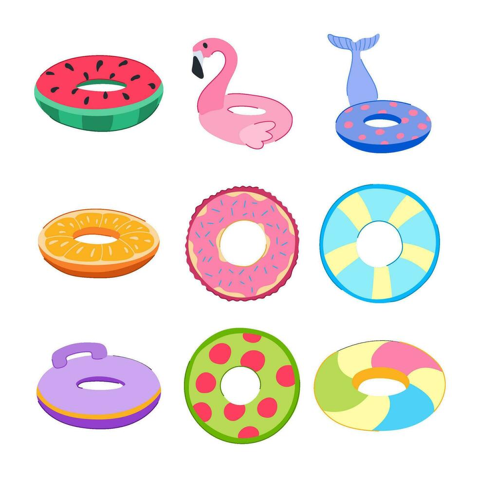 inflatable ring set cartoon vector illustration