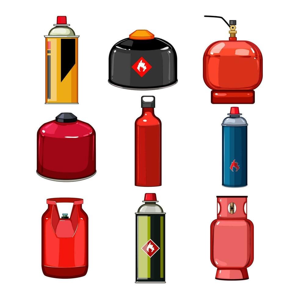 stove fuel set cartoon vector illustration