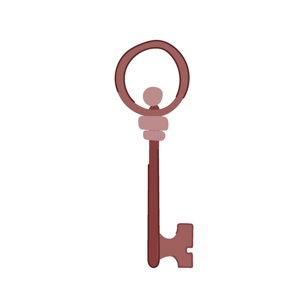 lock key vintage cartoon vector illustration