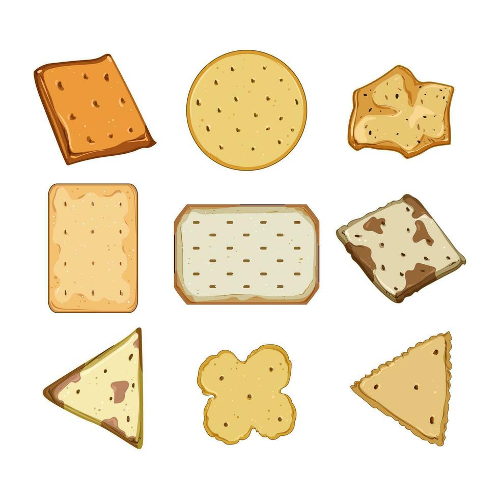 cracker biscuit set cartoon vector illustration