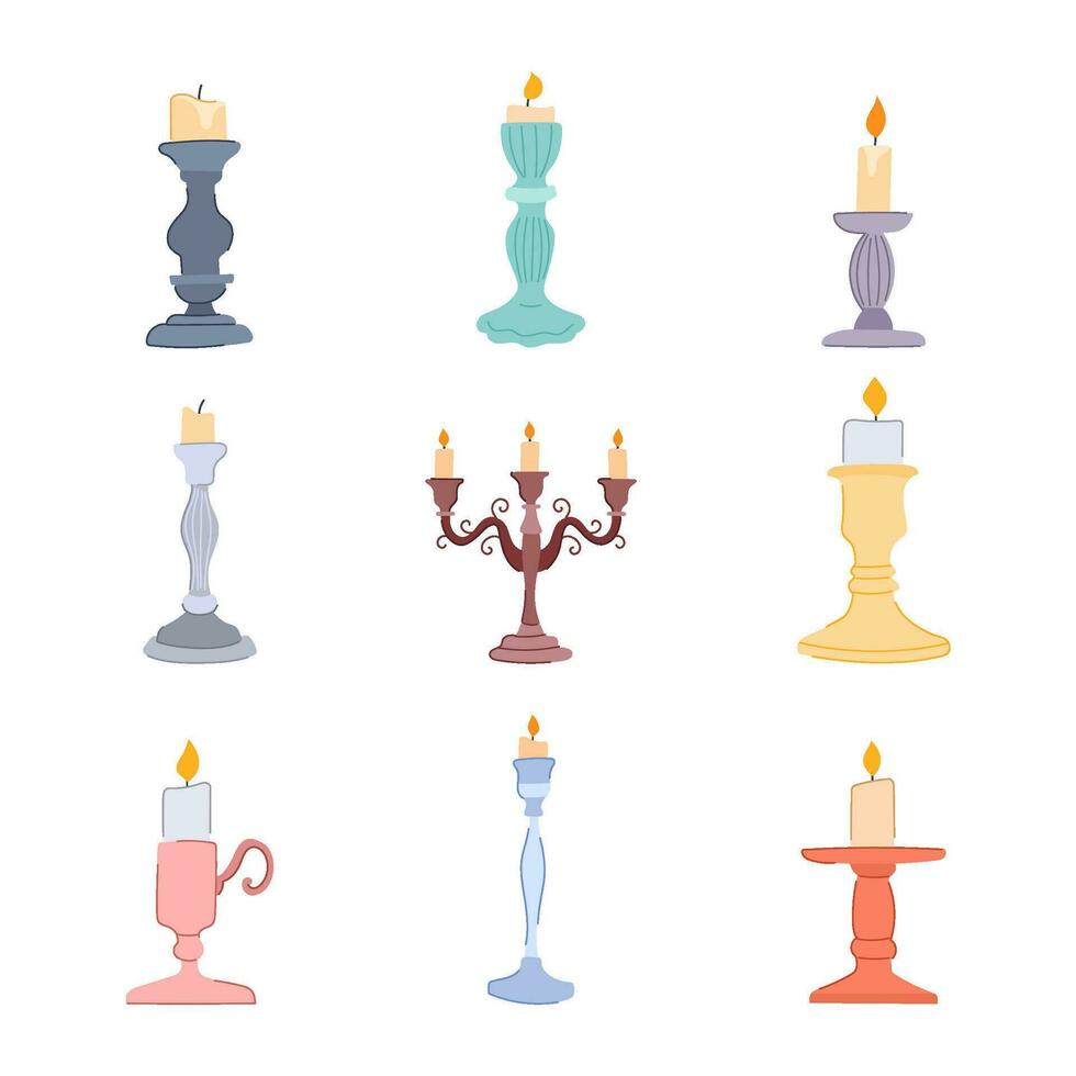 candlestick holder set cartoon vector illustration