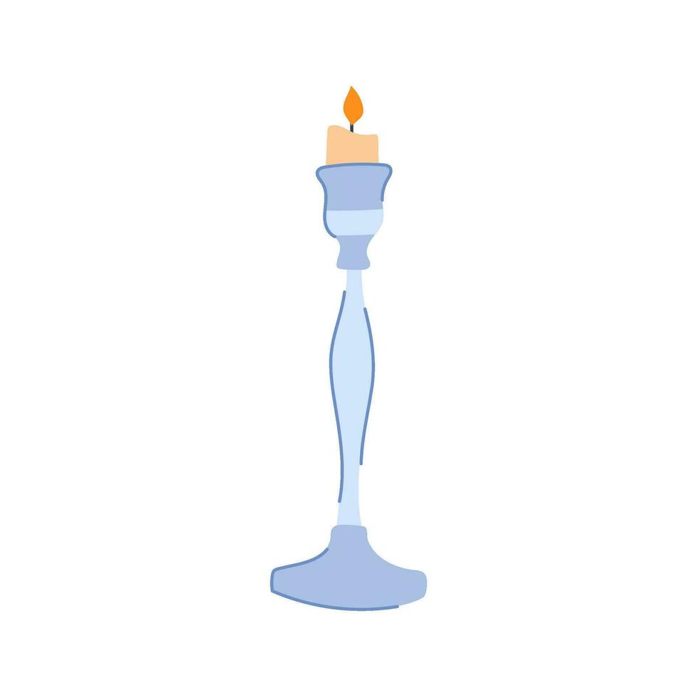 candle candlestick holder cartoon vector illustration