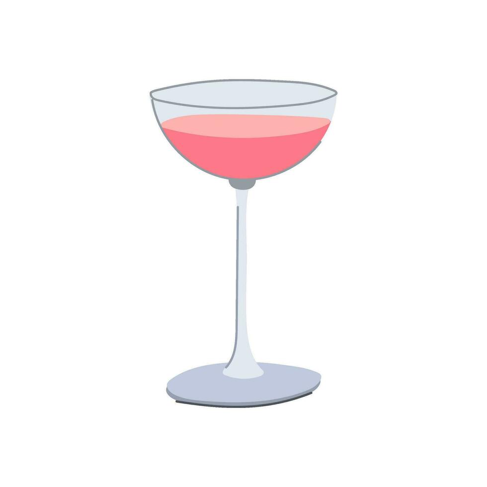 Ilustración de vector de dibujos animados de copas de cóctel de vino