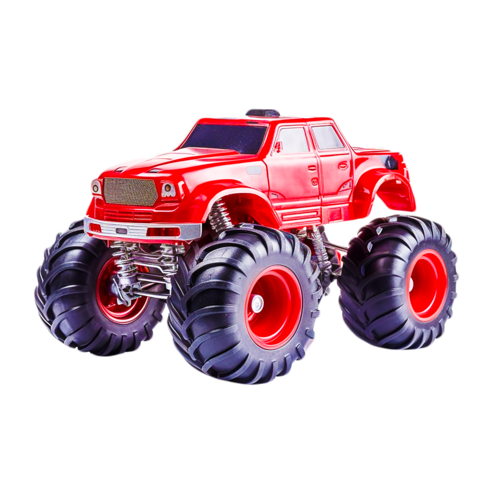 Flat icon of red monster truck  generative ai png