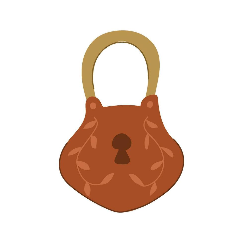 antique padlock vintage cartoon vector illustration