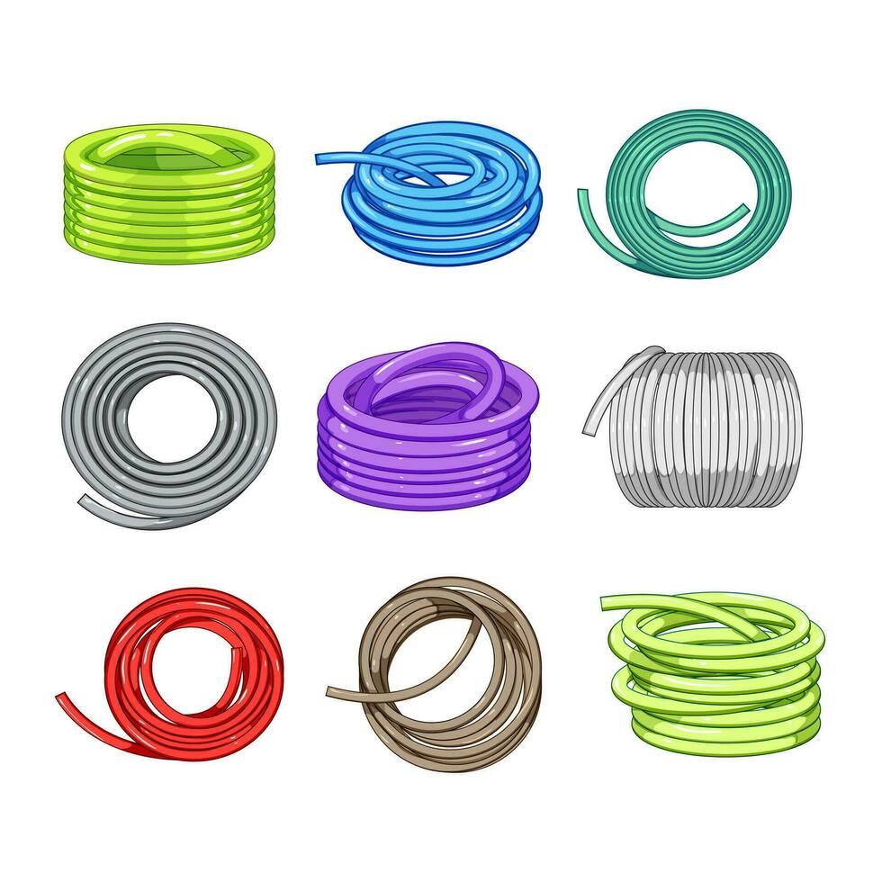 garden hose set cartoon vector illustration