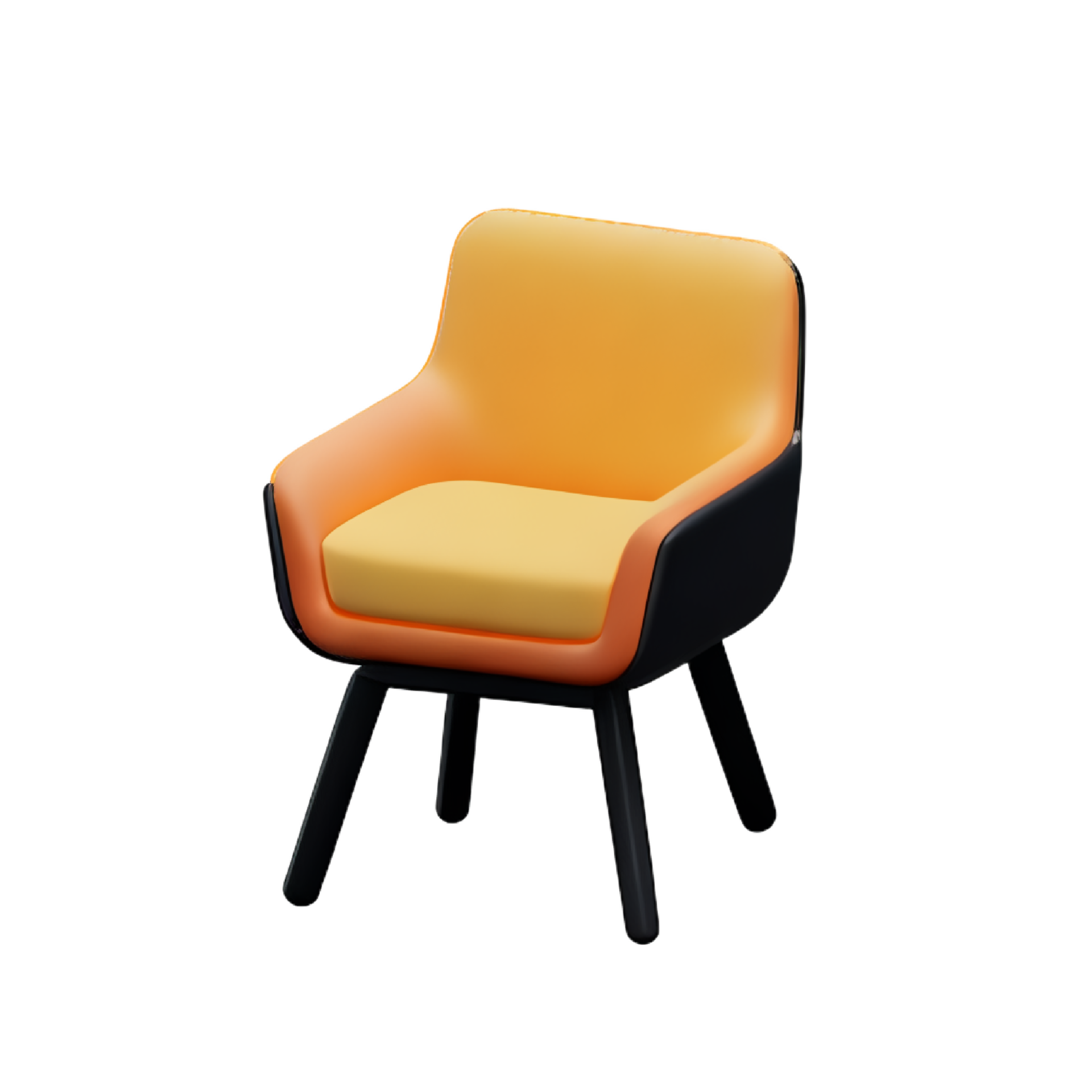 Leather yellow armchair 26826703 PNG