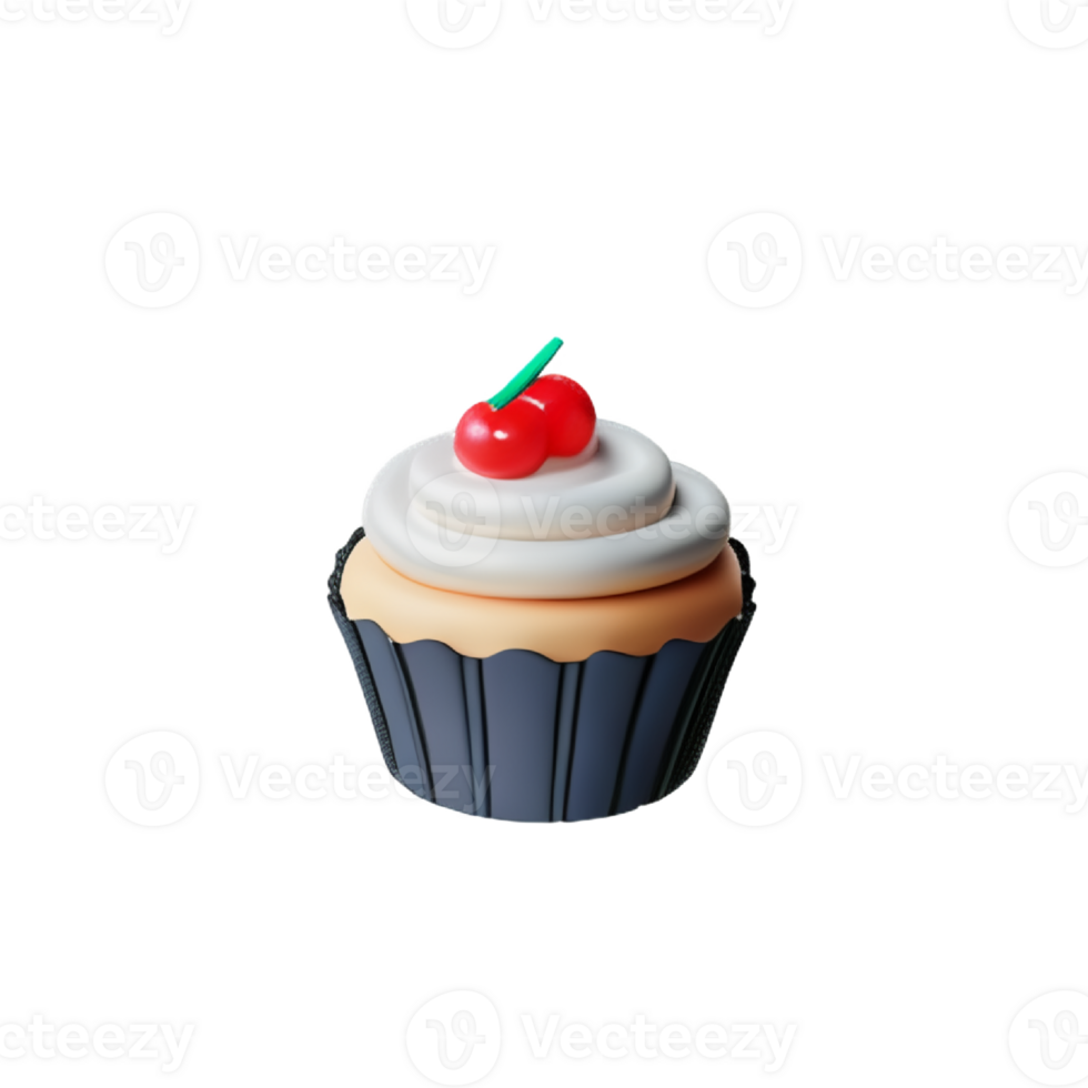Cake and cupcake with cherry and strawberry png