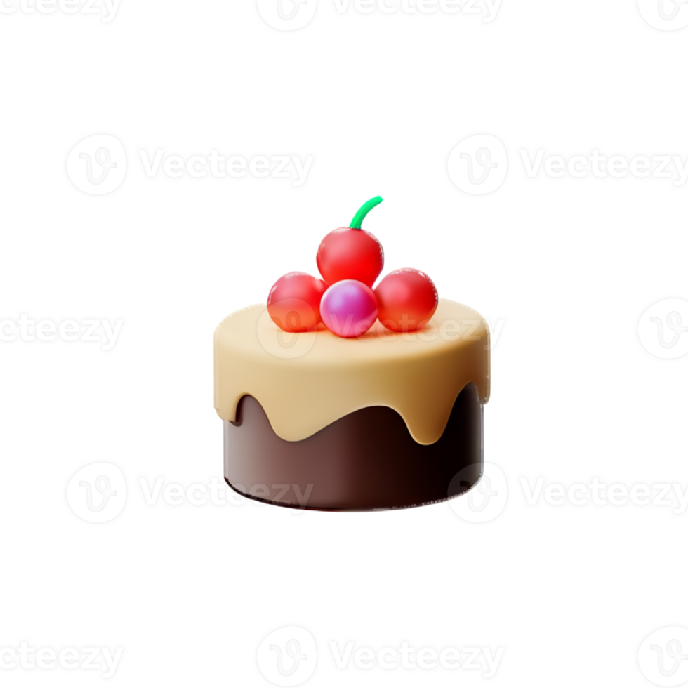 Cake and cupcake with cherry and strawberry png