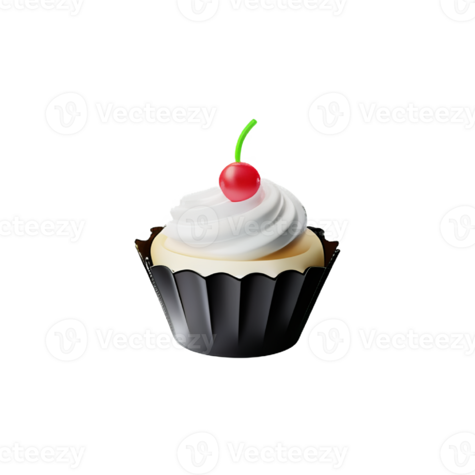 Cake and cupcake with cherry and strawberry png