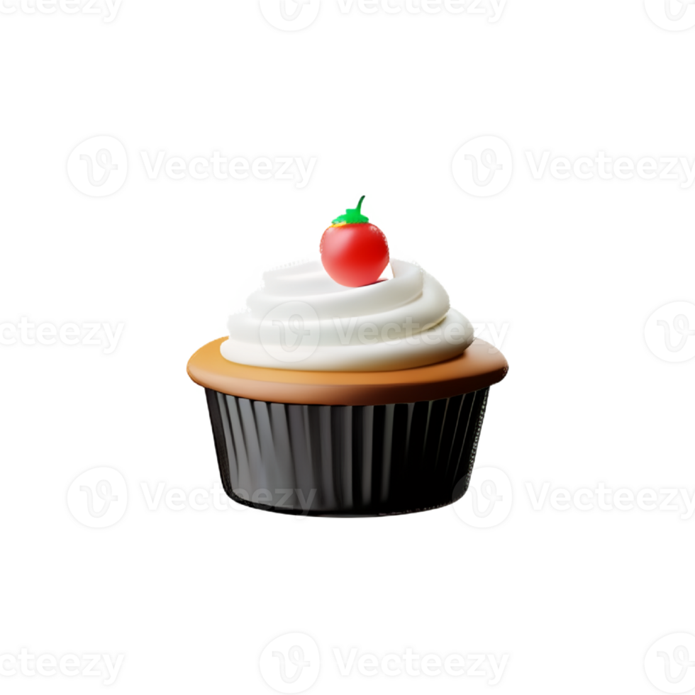 Cake and cupcake with cherry and strawberry png